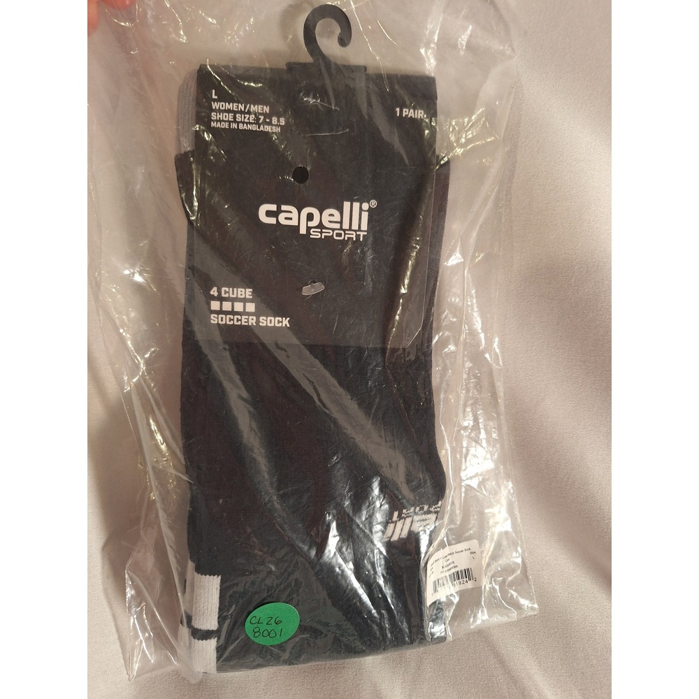 Capelli Sport 4 Cube Match Soccer Socks Black White AGX-1782 Men 7-8.5 Women L